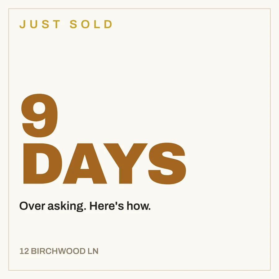 Just Sold post — sold in 9 days